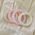 Elastici per capelli a spirale in rosa cangiante, bianco e colori traslucidi - 3# Mix Perla Rosa/Floreale (Sacchetto da 4 pezzi)