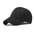 Minimalist black baseball cap with grey line pattern and classic six-panel design - Adjustable / Black