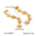 Détail de boucles d'oreilles marguerites dorées de 7,5cm avec dimensions et poids précis - Boucles d'Oreilles Pendantes Fleur à Trois Pétales Longues (HC-E10887)