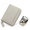Portefeuille gris en cuir RFID avec motif litchi et rangement pour plusieurs cartes - Style JP-6001 / Gris Brume