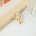 Elegant gold five-petal flower hair clip with matte finish and duckbill grip on white surface - No. 05 Duckbill Clip (Single Gold Flower)