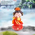 Statuina ragazza Mudi Dinastia Tang in hanfu rosso con flauto, misura 9,2x9,2x18,7cm - 1088-35A Grande Suonando il flauto
