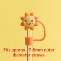 Smiling sun silicone straw topper for 7-8mm straws in bright orange and yellow - Little Sun (For 8mm Straws)
