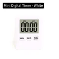 Mini square digital kitchen timer in white with LCD display and magnet for cooking - Mini Style-White