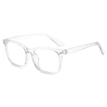 Classic transparent square frame blue light blocking glasses shown from a 45-degree angle - Transparent Frame