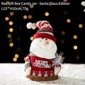Tarro navideño tejido de Papá Noel con texto Merry Christmas y base de madera natural - Tarro de Punto Rojo de Papá Noel (MERRY CHRISTMAS)