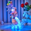 Astronaut building block lamp with glowing whale base and colorful balloon accessories - 16805 Whale Astronaut with Balloons and Light
