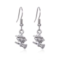 Silver witch on broomstick earrings with metal finish and fish hook dangle style - 13.Witch Girl Earrings