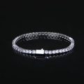 Clásica pulsera tennis plateada con circonitas redondas y cierre de resorte seguro - 4mm - 9 Pulgadas (22.86cm) / Platino