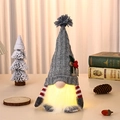 Warm glowing LED Christmas gnome doll featuring a gray knitted hat and stripe sleeves - Grey Knitted Hat Style
