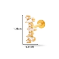 Gold stainless steel heart flower labret stud with zircon stones, size 1.28cm by 0.51cm - Curved Bar Design (0166-10#) / Gold