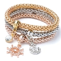 Ensemble de bracelets extensibles tricolores avec breloques ancre, gouvernail et cœur - 1042 Set Ancre