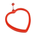 Red heart-shaped silicone egg pancake mold with red non-slip heat-resistant handle - Heart / Red