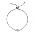 Adjustable stainless steel box chain bracelet featuring a round blue birthstone centerpiece - Silver-April(Clear Zircon)