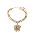 Gold-plated Evil Eye bracelet for kids with colorful zircon stones on white background - Style 00231