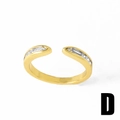 Adjustable gold open ring featuring elegant rectangular baguette-cut crystals style D - Rectangular Zirconia Style (D)
