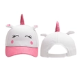 Gorra de béisbol de unicornio blanco para niños con lentejuelas rosas y cuernos 3D - Rosa rojo