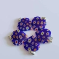 Set di 5 ciondoli a cuore in vetro millefiori blu scuro con chiusura in argento - Vetro Millefiori Blu