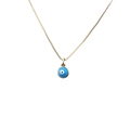 Collana dorata con ciondolo rotondo a forma di occhio blu dal design minimalista - Blu
