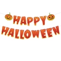 Striscione Happy Halloween con zucca arancione gocciolante e decorazioni per feste di pipistrelli - Banner con Lettere di Halloween