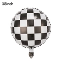 Detail of 18 inch racing flag balloon with black and white checkered aluminum foil pattern - Checkered Round Ball