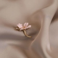 Elegant cherry blossom brooch with pink petals and gold stems on silk fabric - 550# Little Flower