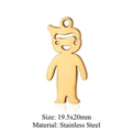 Gold gebürsteter Edelstahl Jungen Anhänger DIY Schmuckzubehör Größe 19,5x20mm - Cartoon-Junge Anhänger (Pendant Only) (JA427-2-1)