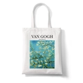 White canvas tote bag featuring Van Gogh Almond Blossom print with bold black text - Almond Blossom (STD1868-G)