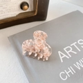 Small acetate hair claw clip with pink and white marble pattern for elegant styling - 4cm / Transparent Pink