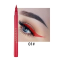 Detail of red liquid eyeliner pen with fine tip showing bright 01 shade effect on eye - 01# Red