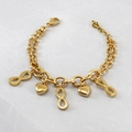Gold 18K stainless steel double chain bracelet with infinity and heart charms - Infinity and Heart Pendants Style (ZYG255)