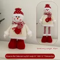 Pink sequin retractable Christmas snowman doll with adjustable long legs for home decor - Red White Knit Retractable Snowman