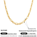 Waterproof gold stainless steel chunky chain necklace with detailed dimensions 4.51mm - Gold Slim Cuban Necklace (XL31269)