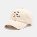 Gorra de béisbol de algodón beige con bordado Keep The Faith y diseño de visera curva - Ajustable / Beige