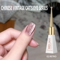 Cat eye nail polish in 02 Retro Pink shade with 10ml white bottle and golden cap - Chinese Vintage Cat Eye 02