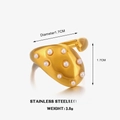 Gold stainless steel lava ring with white pearls and organic geometric texture - Gold Pearl Ring
