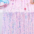 Pink iridescent sequin table runner for mermaid themed parties and festive table decor - Pink