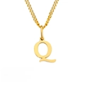 Elegant 14K gold plated stainless steel necklace featuring a minimalist letter Q pendant - Letter Style(Q) (CDNP014) / Gold