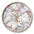 12-inch silent wall clock with rose gold frame and marble texture dial face - 013M Artistic Texture-Rose Gold Frame