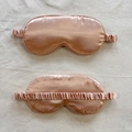 Champagne gold satin sleep mask pair with elastic headband for light blocking - Champagne