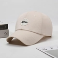 Casual beige cotton baseball cap with round BRTXN embroidered patch for sun protection - One Size(Adjustable) / Off White