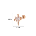 Orecchino a perno cuore zircone oro rosa con chiusura a vite e misure 0.97cm per 0.7cm - Croce di Chiodo (7#) / Oro rosa
