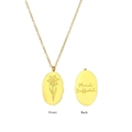 Pendentif ovale fleur de naissance narcisse de mars en acier inoxydable doré - Mars Narcisse