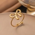 Elegant gold bow-shaped open adjustable ring with a polished metallic finish for women - Bow Opening Ring