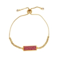Minimalist 18k gold plated box chain bracelet with rectangular red gemstone charm - Rose Red