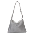 Silberne Strass-Abendtasche mit funkelnden Kristallen und geknotetem Schulterriemen - Silber