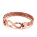 Roségouden mesh armband met een gepolijst minimalistisch oneindigheidssymbool - Oneindigheidssymbool Mesh Gevlochten Stijl (KB106617-K) / Roségoud