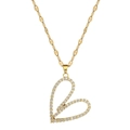 Collier luxe doré avec pendentif cœur en cristal étincelant pour soirée élégante - Cœur en or
