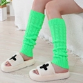 Neon green cable knit leg warmers for women in soft autumn winter knitwear style - One Size / Fluorescent Green