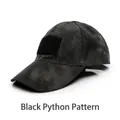 Tactical baseball cap featuring black python camouflage print and front velcro patch area - One Size / Black Python Camo